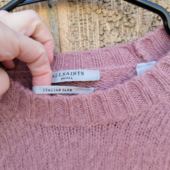 AllSaints Lou Uno Jumper Wool Blend Sweater Rose Lave Orange Spripe Small - Picture 5 of 11